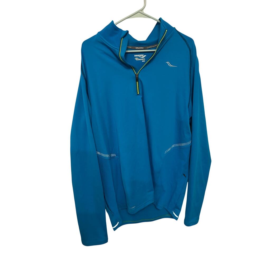 Saucony Mens 1/4 Zip Running Pullover XL Blue Performance Gorpcore Utility